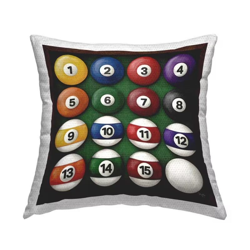 Billiard Balls Arrangement Outdoor Printed Throw Pillow by Molly B.