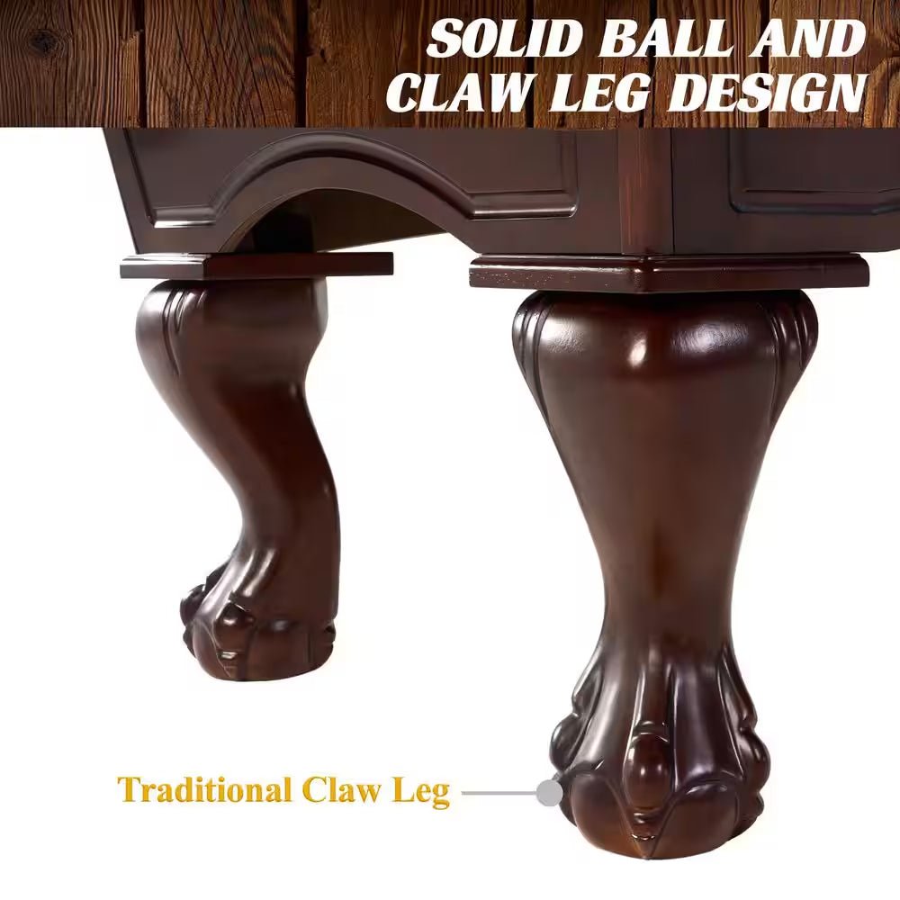 The Cherry Parlor Classic 8.3' Pool Table with Billiard Ball and Cue Stick Set