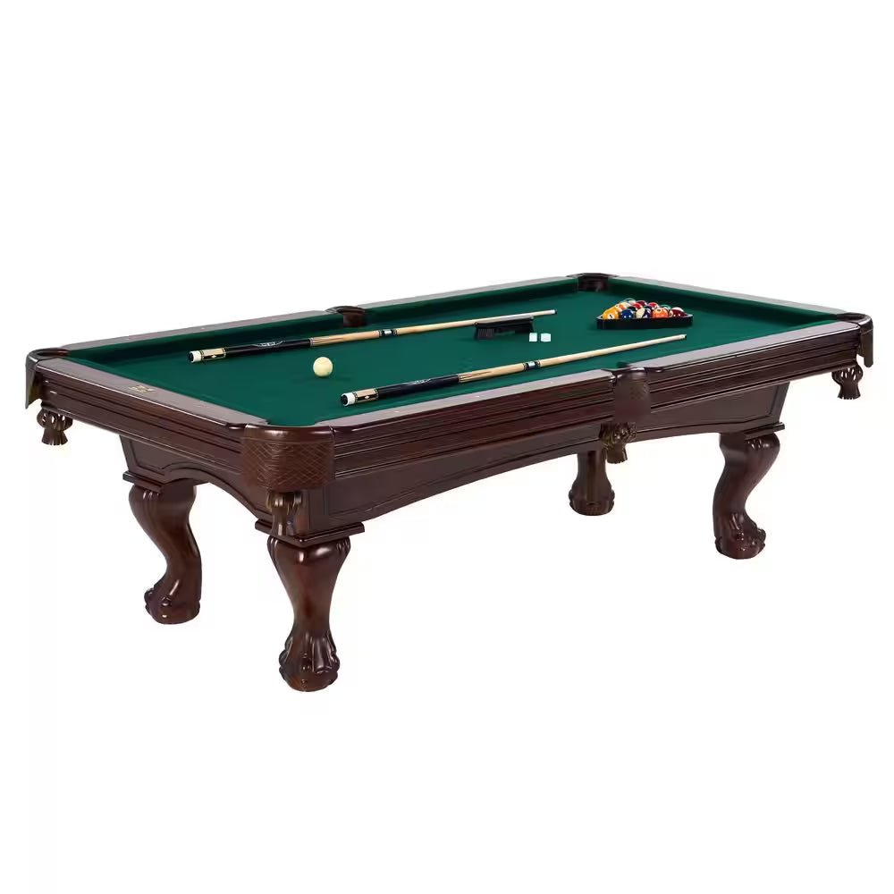 The Cherry Parlor Classic 8.3' Pool Table with Billiard Ball and Cue Stick Set
