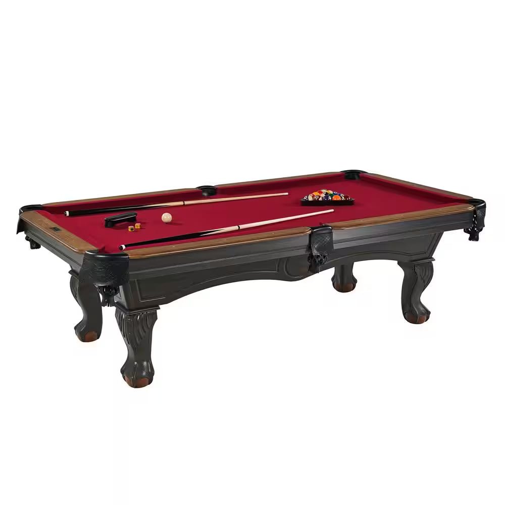 The Arlington Classic 8 Ft. Pool Table with Drop Pockets, Cue Sticks and Ball Set