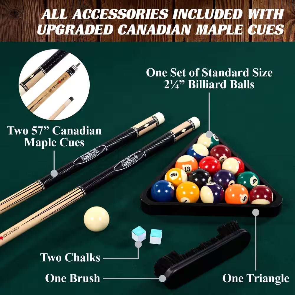 The Cherry Parlor Classic 8.3' Pool Table with Billiard Ball and Cue Stick Set