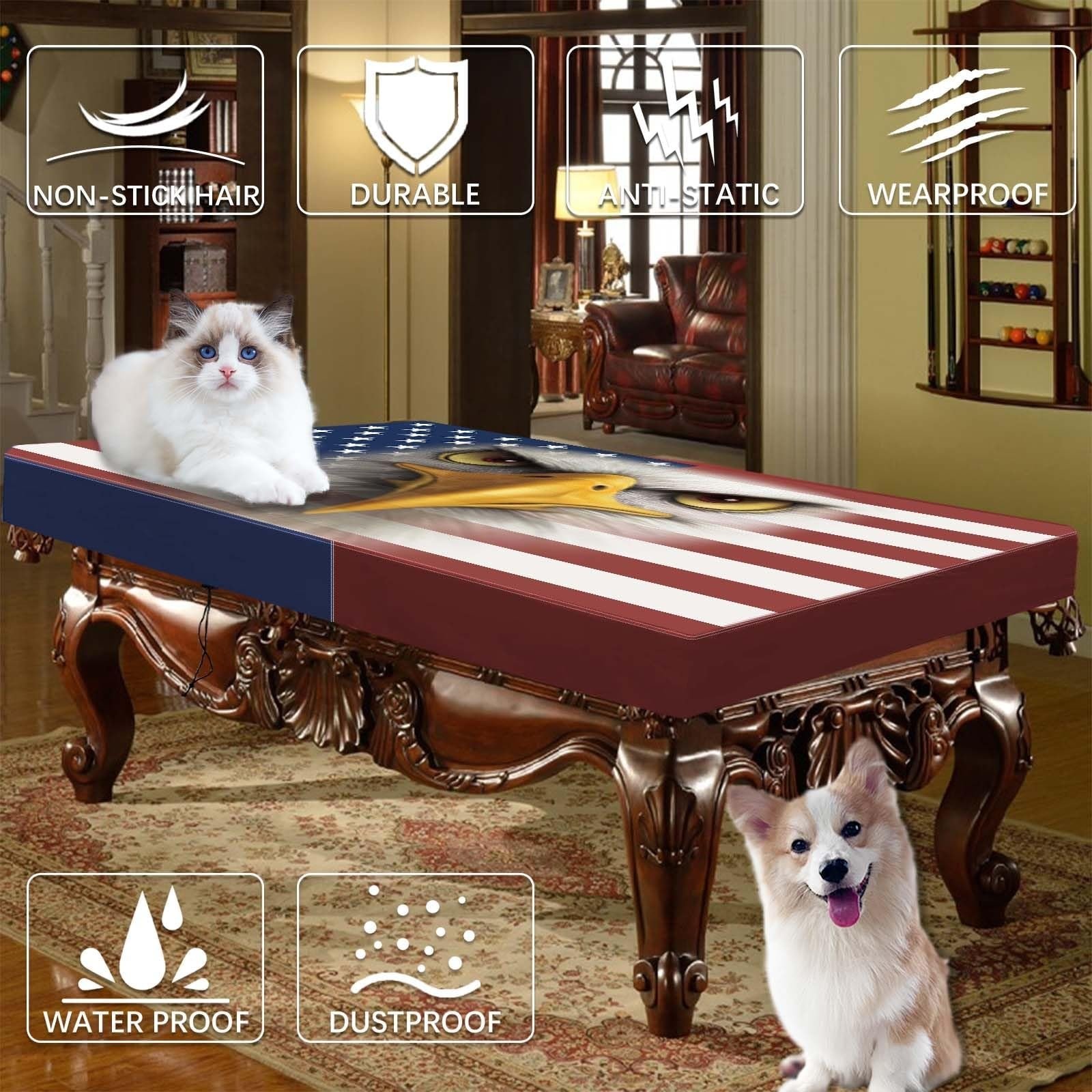 Patriotic Eagle Pool Table Cover (7’)